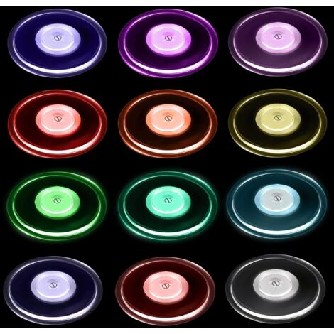 Set of 12 LED acrylic coasters - 7 colors - Round - 3 lighting modes - Lighting for drinks, parties, weddings (1/5)