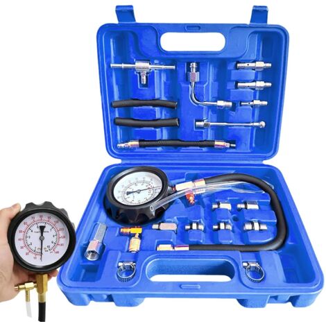 Fuel pressure gauge 0-140 psi, TU-114 fuel pressure tester kit, fuel injection pump pressure tester kit, gasoline diagnostic tool for cars, trucks, and motorcycles (1/5)