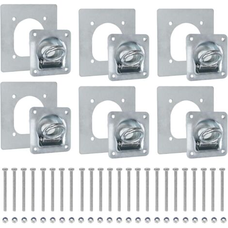 x Trailer Tie-Down Rings, Cavity Trailer Tie-Down Rings with Backing Plates and 24 Screws, Galvanized Tie-Down Eyelets, Recessed Tie-Down Ring 800 daN Trailer Accessory