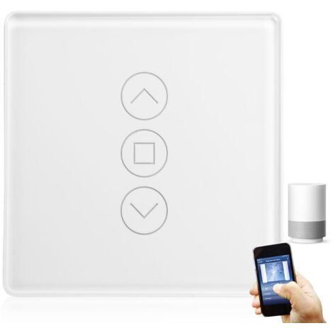 Smart Wi-Fi roller shutter switch, 2.5D, compatible with Alexa, Yandex and Google Home, timer and voice control, neutral conductor required (white)
