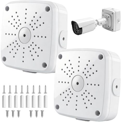 Set of 2 universal junction boxes for security cameras - Waterproof plastic housing - Branching kit - Concealed cable support for solar panel/dome camera installation (1/5)