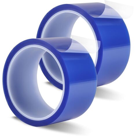 2-Pack High-Temperature Adhesive Tape 50mm x 33m, Kapton Tape Blue, PET Heat-Resistant Tape for Sublimation Printers, Electronics Soldering, Masking, Printed Circuit Board Insulation (1/5)