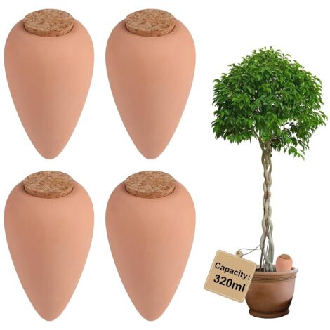 x 320ml Oyas Watering Can with Cork, Indoor Plant Soil Watering Can, Radish Cone Olla for Automatic Flower Watering, Plant Water Dispenser, for Garden, Vegetable Garden, Terracotta Pot (1/5)