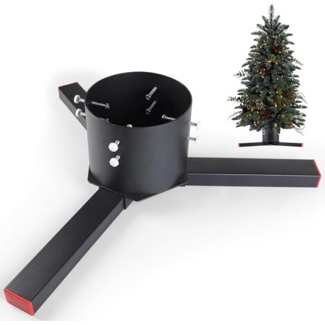 Adjustable Christmas Tree Stand Ø8-14cm, Removable Metal Christmas Tree Stand for Real Trees 160-260cm, Pine Tree Base Stand for Outdoor and Indoor Use, Black (1/5)