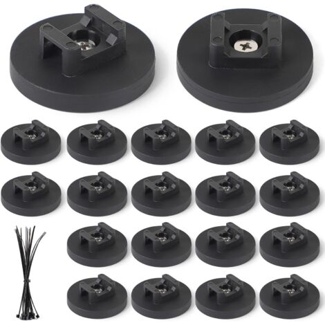 20 x 43mm Magnetic Cable Clips with 20 Cable Ties – Reusable and Weatherproof Magnetic Holders for Garage, Office, Outdoor, Car