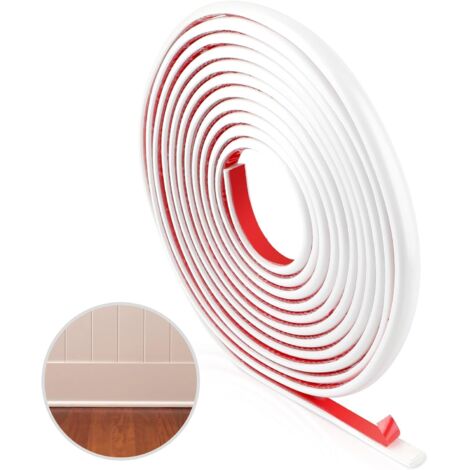 5m White Flexible Adhesive Molding, Self-Adhesive PVC Finishing Edge, Self-Adhesive Wall Trim for Decoration, Mirror Border for Wall, Door, and Ceiling (1/5)