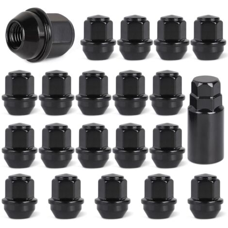20 x M12x1.5 Black Wheel Nuts, 60° Conical Anti-Rust Wheel Nuts, 19mm Hex Wheel Studs, Compatible with Original Ford (1/5)