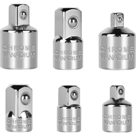 6-Piece Ratchet Socket Adapter Set, Socket Reducer Adapter Set, 1/4" to 3/8", 3/8" to 1/4", 3/8" to 1/2", 1/2" to 3/8", 1/2" to 1/4", 1/4" to 1/2", for Sockets and Bits (1/5)