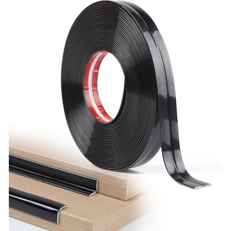 2cm x 10m Adhesive Decorative Flexible Wall Molding, Corner Molding for Doors, Windows, Baseboards, Ceilings, Cabinets, Table Edge Protection, Glossy Black (1/5)