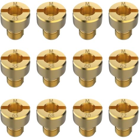 12 x M5 Carburetor Jets, Main Jet Set from 45 to 72, Brass Carburetor Nozzles for Dell'Orto PHBG/SHB (1/5)