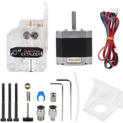 Transparent Bowden Dual Drive Extruder Kit with Nema 17 Stage Motor, 2 Phase, 4 Wires, 1.8 Degree Angle for Anycubic Tevo Tornado Cr10 3D Printer, for PLA, ABS, TPU, PETG 1.75mm (1/5)