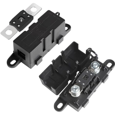 Set of 2 Mega Fuse Holders with 2 Mega 60A Fuses, M8 Bolt-On Mega Fuse Holder for Car, Boat, Motorcycle, Caravan, Truck (1/5)