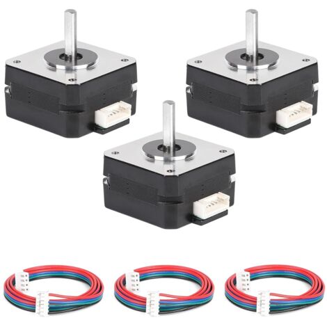 3pcs NEMA 17 Stepper Motor 42x23mm, 16Ncm 1.8° Per Revolution, 3.6V/1A, 2 Phase 4 Wire with 1m Cable for 3D Printer, CNC Milling Machine, Robotic Arms, Laser Engravers (1/5)