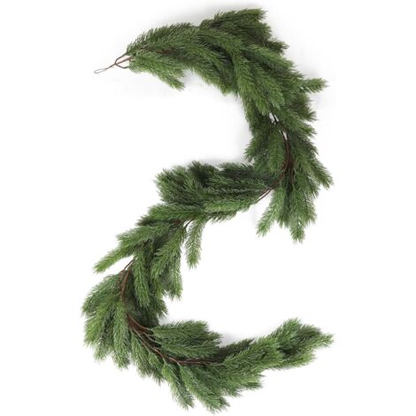 180cm Artificial Christmas Tree Garland in PP with 131 Soft Needle Tips, Imitation Fir Tree Garland for Indoor and Outdoor Decoration, for Fireplace, Staircase, Door, Window, Green (1/5)