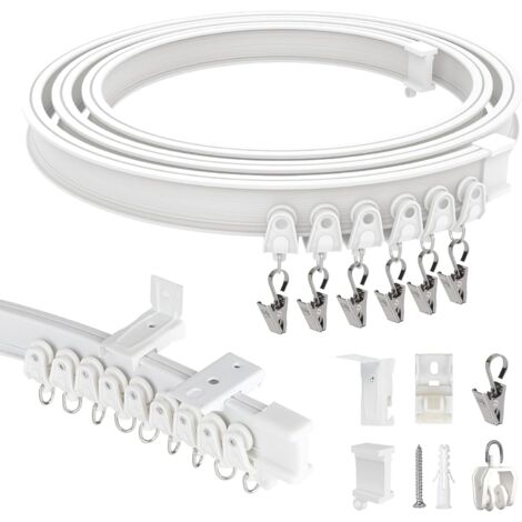 3M Flexible Curtain Track for Ceiling and Wall, ABS Ceiling Curtain Track with Silent Pulleys for Room Divider, Curtains, Window, Camper Van, Hotel, White (1/5)