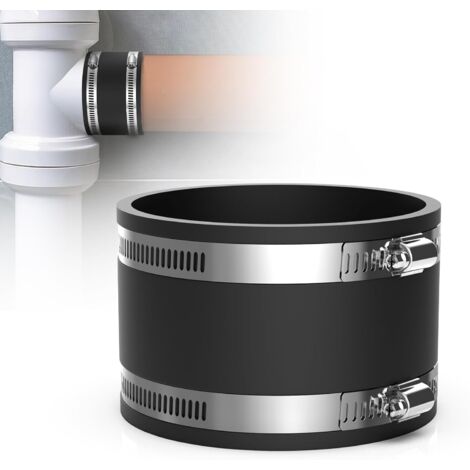 100mm EPDM Rubber Hose Sleeve, Flexible Rubber Fitting with Stainless Steel Clamps for PVC Pipe, Ventilation Pipe, Dust Separator, Carbon Filter