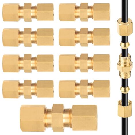 10 x Brake Line Connector, 4.75mm Brake Pipe Connector, 3/16" Brake Cable Connectors, Nickel-Plated Copper (1/5)