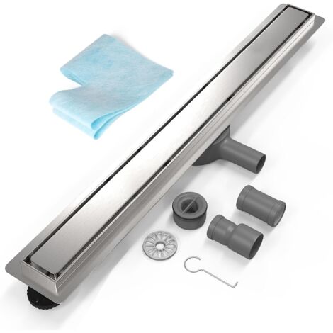 80cm Stainless Steel Shower Drain, Floor Drain for Walk-in Showers with DN50/DN40 Connection, Extra Flat Shower Drain, 360° Swivel Siphon with Odor Trap and Hair Filter (1/5)