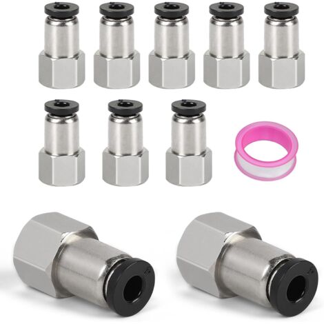 10 x G1/8 BSP Female Pneumatic Fitting PCF4-01 Pneumatic Connectors, Pneumatic Hose Adapter with Teflon Strip for Air Hose (1/5)