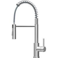 Kitchen Faucet, Kitchen Mixer Tap with Pull Out Sprayer, Kitchen Sink Faucet with Dual Spray Functions, Rotatable High Arc Sink Faucet, Brushed Stainless Steel