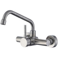 Wall Mounted Kitchen Sink Faucet, 304 Stainless Steel Kitchen Mixer Tap, Kitchen Faucet with Rotating Spout