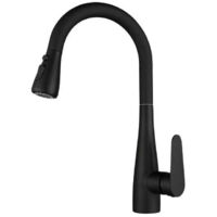 White Kitchen Faucet with Pull Down Sprayer, 3-Spray Kitchen Sink Mixer Tap, 360° Rotatable Faucet for Double Sink, Black