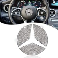 Crystal Bling Sticker Car Interior Accessory 49mm Mercedes Benz Logo Sticker Steering Wheel Emblem for AES CLA CLS GLA GLB GLC GLE GLS SL