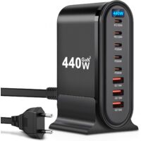 USB-C charger – 440W – 8 ports – Fast charger – USB charger for iPhone, iPad Pro, MacBook, Samsung mobile phones