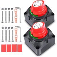 12V battery disconnect switch, 12V/24V/48V 275A main battery switch, waterproof, for boat, motorcycle, yacht, car, campervan, ATV, UTV (2 pieces)