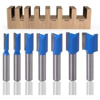 7-piece router bit set with straight shank, 8 mm, 6 mm, 8 mm, 10 mm, 12 mm, 14 mm, 18 mm, 20 mm diameter, router bit set for woodworking, flush trim router bit for woodworking