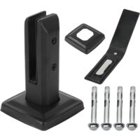 Glass Clamp Stand Up Black Glass Brackets with Screws 304 Stainless Steel H 160mm Post Clamps for 10-13mm Glass Stair Handrail Fence Pool Deck Fence