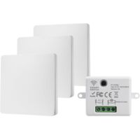 230V Wireless Switch, 10A 433MHz Wireless Two-Way Switch, Battery-Free Radio Controlled Lighting Switch, 30M Range, No Wiring Required, 1 Receiver, 3 Controllers WHD05+WHZ03