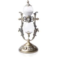 15-minute hourglass with a gold-plated brass frame, vintage decoration, hourglass with white sand, gold-plated hourglass, modern gift for the home, kitchen, or office
