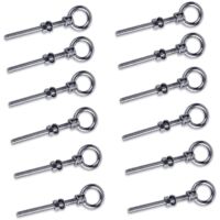 12 x Eye Bolt with Metric Thread, M6 x 60 mm Ring Bolt Eye Nut in 304 Stainless Steel, Eye Screws Hook Bolts