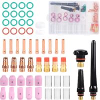 55-Piece TIG Welding Torch Accessory Kit for WP-17/18/26 with TIG Back Cap, Ceramic Nozzles, Glass Cup, Stubby Gas Lens Clamp Body