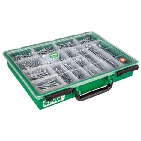 Spax – Kit de vis à tête fraisée 387 unités – Dimensions variées 4,0 x 35 à 6,0 x 140 – Technologie T-STAR plus – Revêtement WIROX