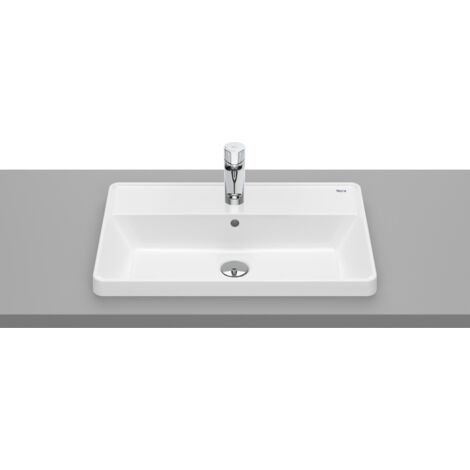 Lavabo para encimera con orificio para grifería SQUARE THE GAP - ROCA Medidas: 600x390x130 mm