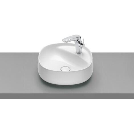 Lavabo de FINECERAMIC® de sobre encimera - ROCA Color: Blanco - Medidas: 455x455x160 mm (1/2)