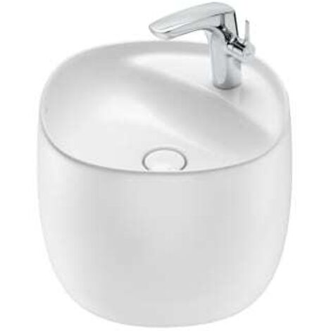 Roca - Lavabo con semi-pedestal integrado Fineceramic Beyond en acabado blanco