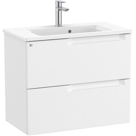 Pack Unik mueble base compacto de dos cajones + lavabo ALEYDA - ROCA Color: Blanco mate - Medidas: 705x380x565 mm