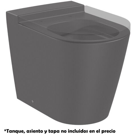 Taza Rimless® adosada a pared con salida dual para tanque alto o empotrable ROUND INSPIRA - ROCA Color: Onix