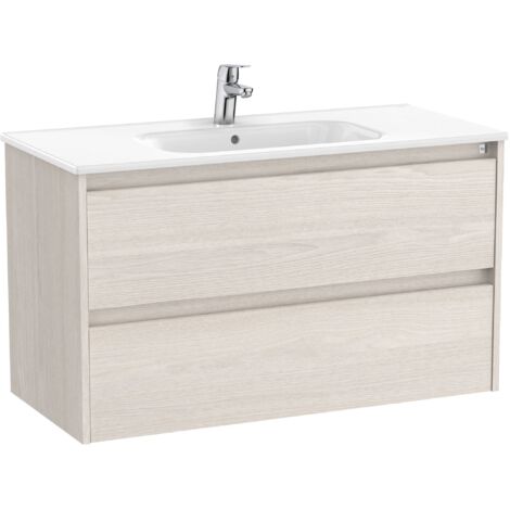 Pack Unik mueble de 2 cajones + lavabo TENET - ROCA Color: Fresno nórdico - Medidas: 985x460x565 mm