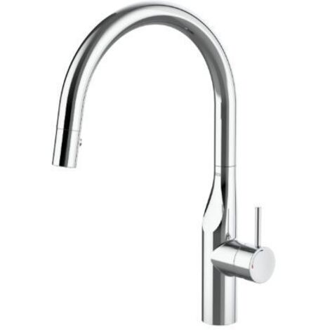 Roca Glera grifo monomando repisa para cocina con caño curvo giratorio y ducha extraíble A5A814DC00 (1/2)