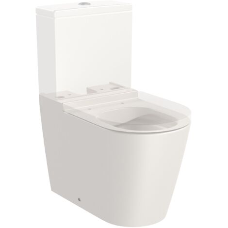Taza Rimless adosada a pared con salida dual para inodoro de tanque bajo (ROUND) - ROCA Color: Beige