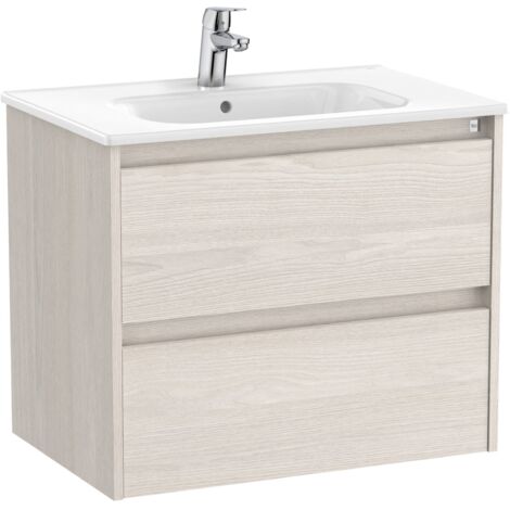 Pack Unik mueble de 2 cajones + lavabo TENET - ROCA Color: Fresno nórdico - Medidas: 685x460x565 mm