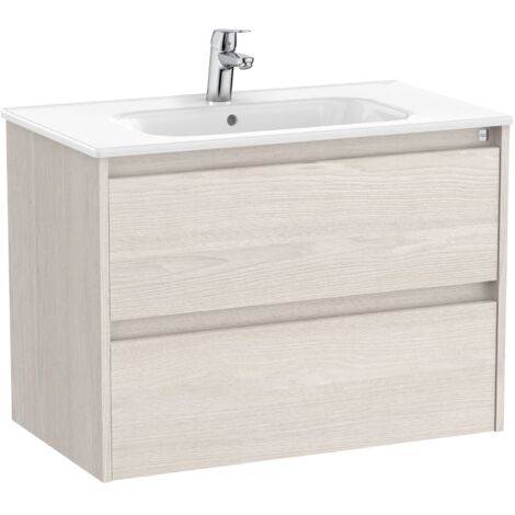 Pack Unik mueble de 2 cajones + lavabo TENET - ROCA Color: Fresno nórdico - Medidas: 785x460x565 mm
