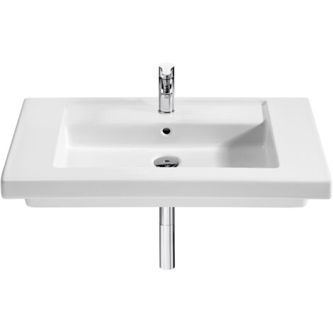 Lavabo de porcelana mural o de sobremueble centrado PRISMA - ROCA Medidas: 800x450x130 mm (1/2)