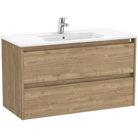 Pack Unik mueble de 2 cajones + lavabo TENET - ROCA Color: Nogal - Medidas: 985x460x565 mm