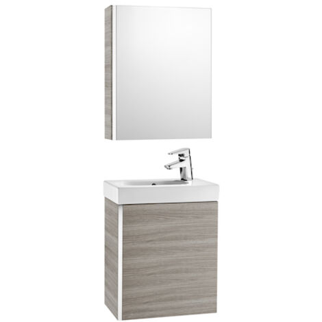 Roca-8414329939330 Roca - Pack con armario espejo (mueble base lavabo y armario espejo) - Serie Mini , Color Arena texturizado