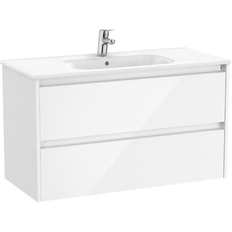 Pack Unik mueble de 2 cajones + lavabo TENET - ROCA Color: Blanco brillo - Medidas: 985x460x565 mm